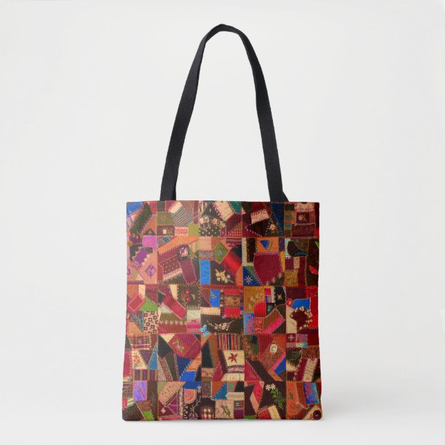 Lebhaftes Vintages Crazy Quilt Tasche (Vorderseite)