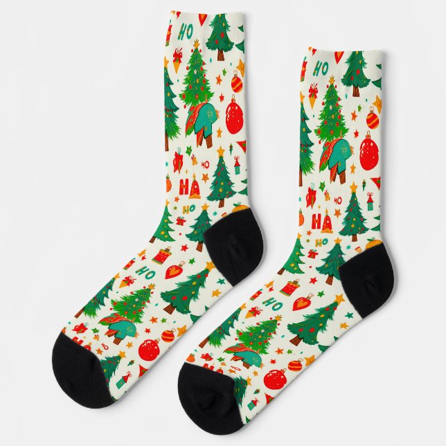 Lebhaftes Weihnachtsmuster Socken (Linkes Detail)