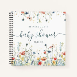 Lebhaftes Wildblume Baby Shower Gästebuch Notizbuch