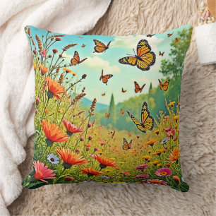 Lebhaftes Wildblume Butterfly Joy Design Kissen