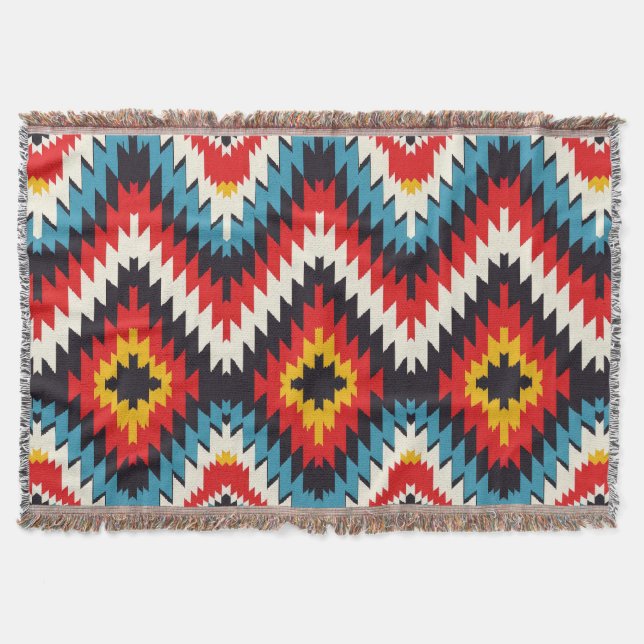 Lebhaftes Zigzag Southwestern Design Decke (Vorderseite)