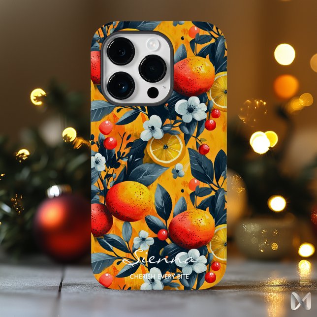 Lebhaftes Zitrus und Berry-Muster für einen frisch Case-Mate iPhone 14 Pro Hülle (Von Creator hochgeladen)