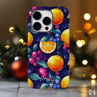 Lebhaftes Zitrusfrüchtedesign und kühne dunkle Frü Case-Mate iPhone 14 Pro Hülle