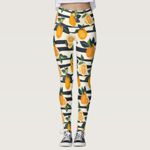 Lebhaftes Zitrusfrüchtemuster mit grünen Blätter ( Leggings