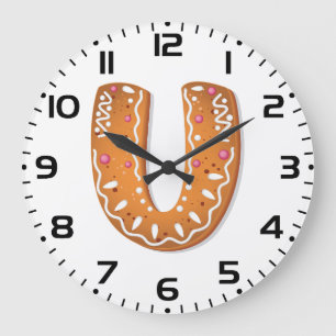 Lebkuchen-Buchstabe U-Monogramm-Feiertags-Keks Große Wanduhr