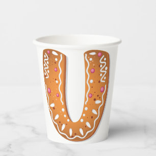 Lebkuchen-Buchstabe U-Monogramm-Feiertagsplätzchen Pappbecher
