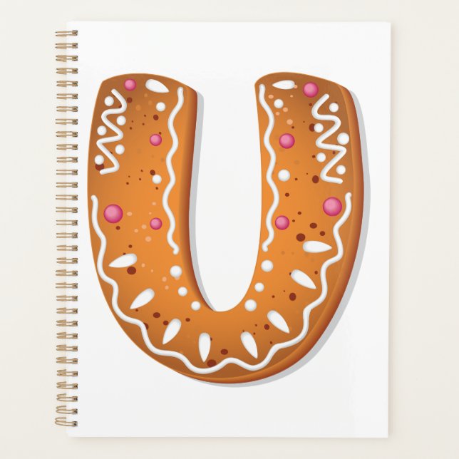 Lebkuchen-Buchstabe U-Monogramm-Feiertagsplätzchen Planer (Vorderseite)
