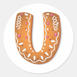 Lebkuchen Buchstabe U Monogramm Feiertagsplätzchen Runder Aufkleber