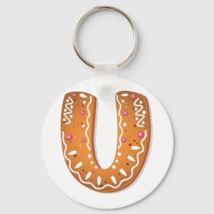 Lebkuchen-Buchstabe U-Monogramm-Feiertagsplätzchen Schlüsselanhänger