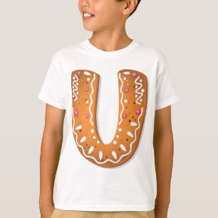 Lebkuchen-Buchstabe U-Monogramm-Feiertagsplätzchen T-Shirt