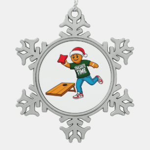 Lebkuchen Cornhole Weihnachten Sport Urlaub Schneeflocken Zinn-Ornament