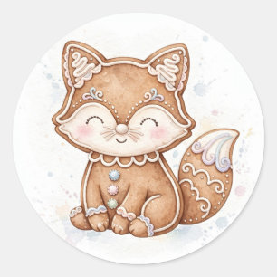 Lebkuchen-Fuchs-Weihnachten Runder Aufkleber