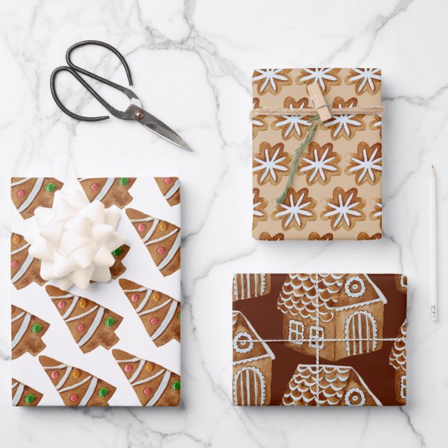 Lebkuchen Geschenkpapier Set (Vorderseite)