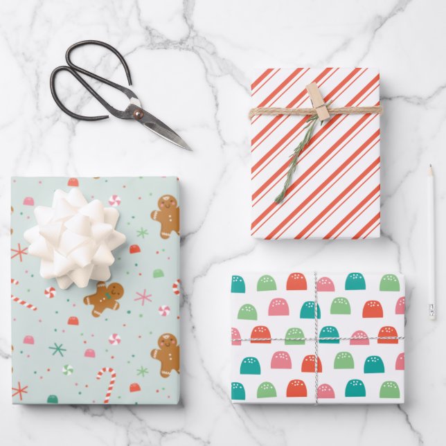Lebkuchen Gumdrop Urlaubspapier Geschenkpapier Set (Vorderseite)