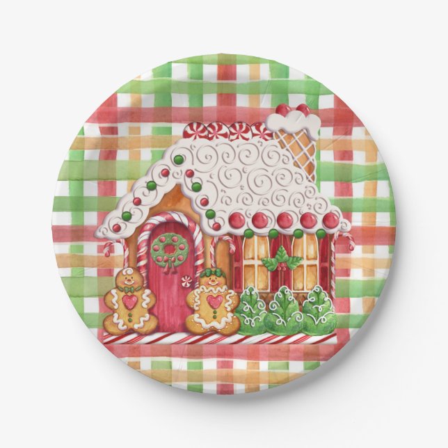 Lebkuchen-Haus-Lebkuchen-Familien-Pappteller Pappteller (Vorderseite)