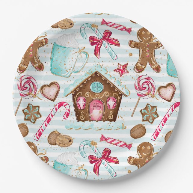 Lebkuchen-Haus-Plätzchen-Süßigkeits-Pappteller Pappteller (Vorderseite)