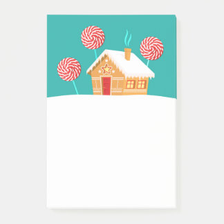 Lebkuchen-Haus und Lolli Post-it Klebezettel