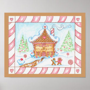 Lebkuchen-Herz-Haus-Druckplakat Poster