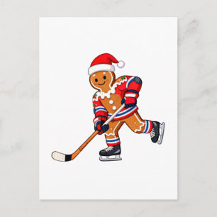 Lebkuchen-Hockey-Weihnachten-Eishockey-Sport Postkarte