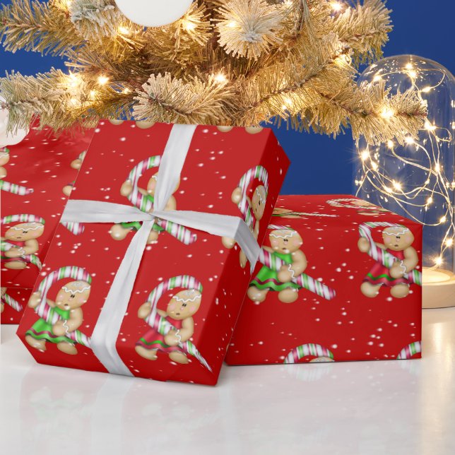 Lebkuchen in Schneeflocken Geschenkpapier (Feiertage)