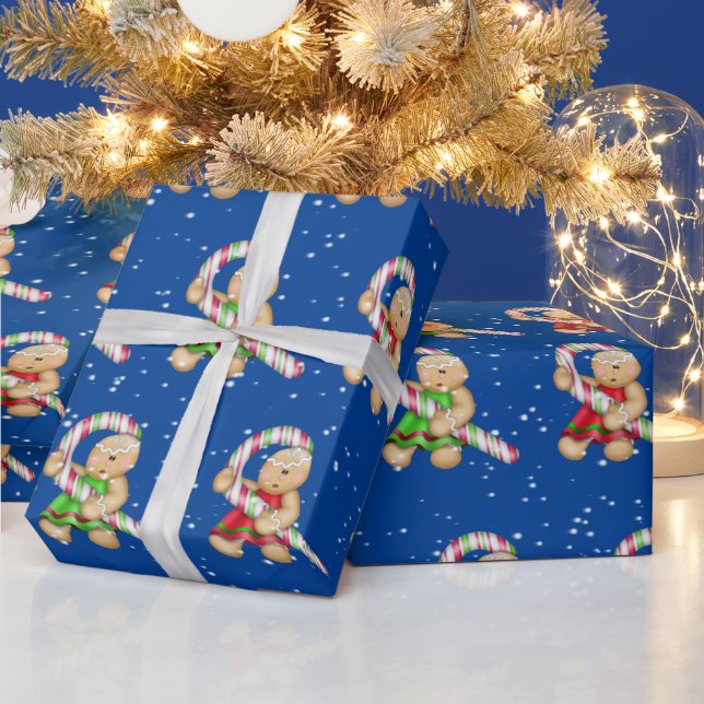 Lebkuchen in Schneeflocken Geschenkpapier (Feiertage)