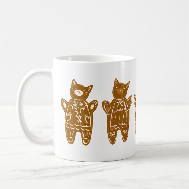 Lebkuchen Katzen - Handgemalt Kaffeetasse (Links)