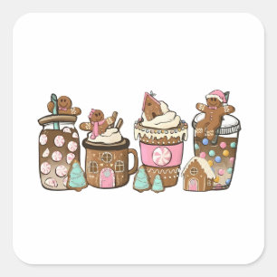 Lebkuchen-Keks in heißer Kakao-Weihnachtsliebhaber Quadratischer Aufkleber