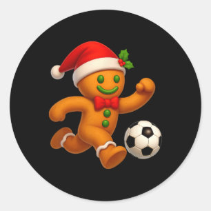Lebkuchen-Keks spielt Fußball Frohe Weihnachten Runder Aufkleber
