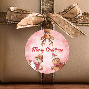 Lebkuchen Kekse Roter Hintergrund Weihnachten Runder Aufkleber