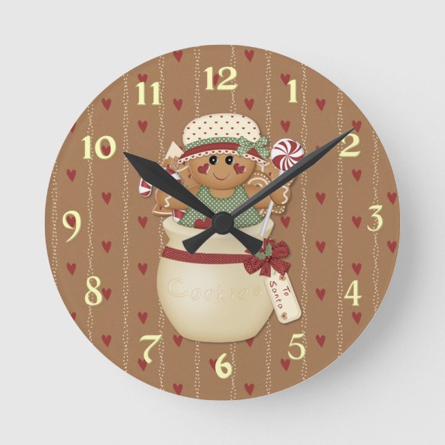 Lebkuchen-Land-Weihnachten Runde Wanduhr (Vorderseite)