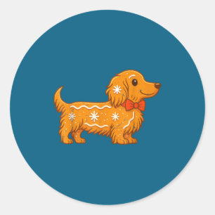 Lebkuchen Langhaar Dachshund Weihnachts-Pyjama T Runder Aufkleber