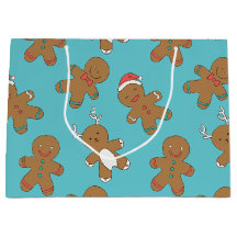 Lebkuchen-Mann-blaue große Geschenk-Tasche