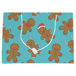 Lebkuchen-Mann-blaue große Geschenk-Tasche Geschenktüte