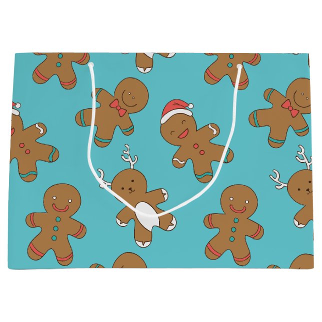Lebkuchen-Mann-blaue große Geschenk-Tasche Geschenktüte (Vorderseite)
