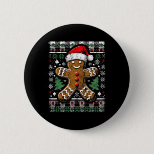 Lebkuchen Mann erschüttert Ugly Christma Button