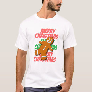 Lebkuchen-Mann-frohe Weihnacht-T - Shirt