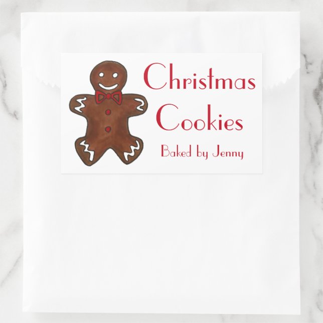 Lebkuchen Mann gebacken von hausgemachten Weihnach Rechteckiger Aufkleber (Tasche)