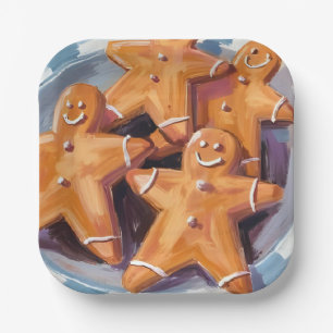 Lebkuchen-Mann-Kekse Frohe Weihnachten Pappteller