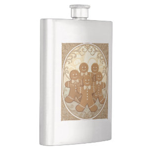 Lebkuchen-Mann-Kekse Weihnachten Art Nouveau Flachmann