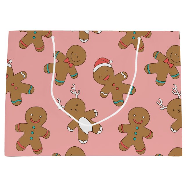 Lebkuchen-Mann-Rosa-große Geschenk-Tasche Große Geschenktüte (Vorderseite)
