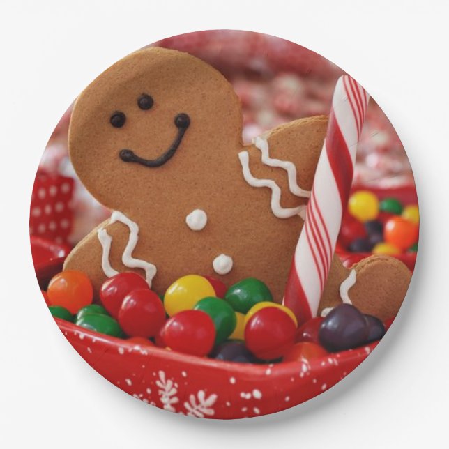 Lebkuchen-Mann und Süßigkeits-PapierTeller Pappteller (Vorderseite)