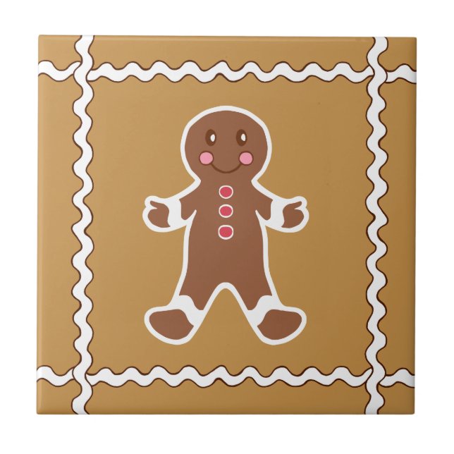 Lebkuchen-Mann-Untersetzer-Fliese Fliese (Vorderseite)