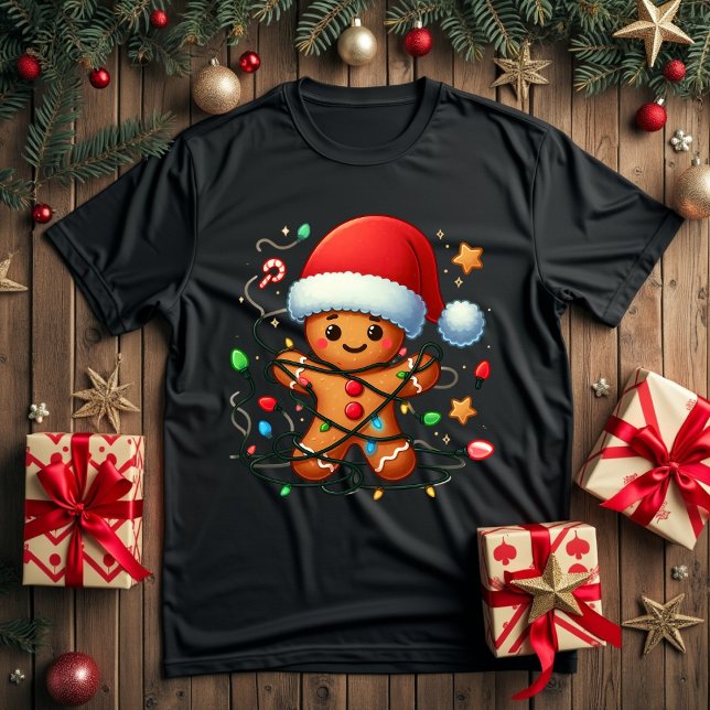 Lebkuchen Mann Weihnachten Weihnachtsmannmütze T-Shirt (Von Creator hochgeladen)