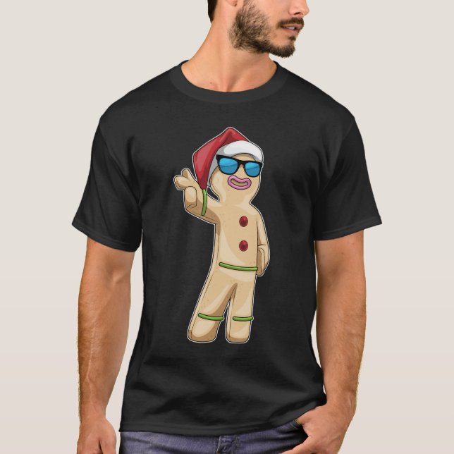 Lebkuchen Mann Weihnachts Sonnenbrille T-Shirt (Vorderseite)