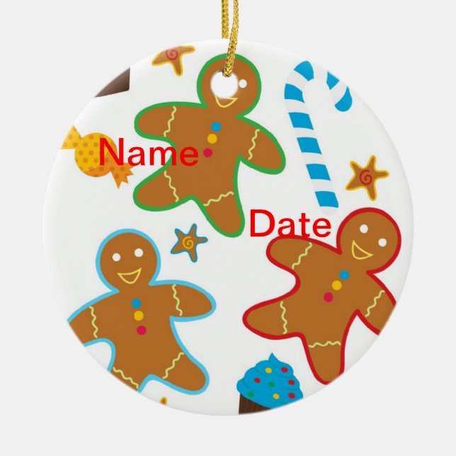 Lebkuchen-Mann-Weihnachtsverzierung Keramik Ornament (Vorne)
