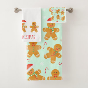 Lebkuchen-Männchen-Muster Badhandtuch Set