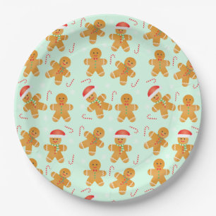 Lebkuchen-Männchen-Muster Pappteller