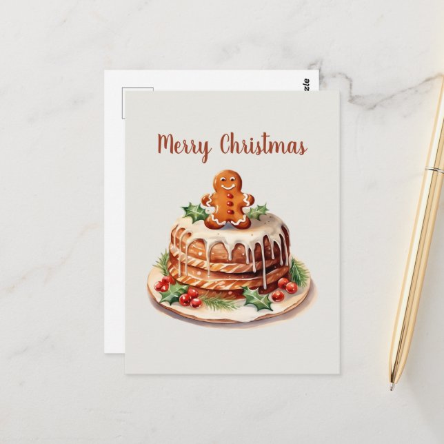 Lebkuchen mit Aquarellfarben hinzufügen Postkarte (Vorderseite/Rückseite Beispiel)