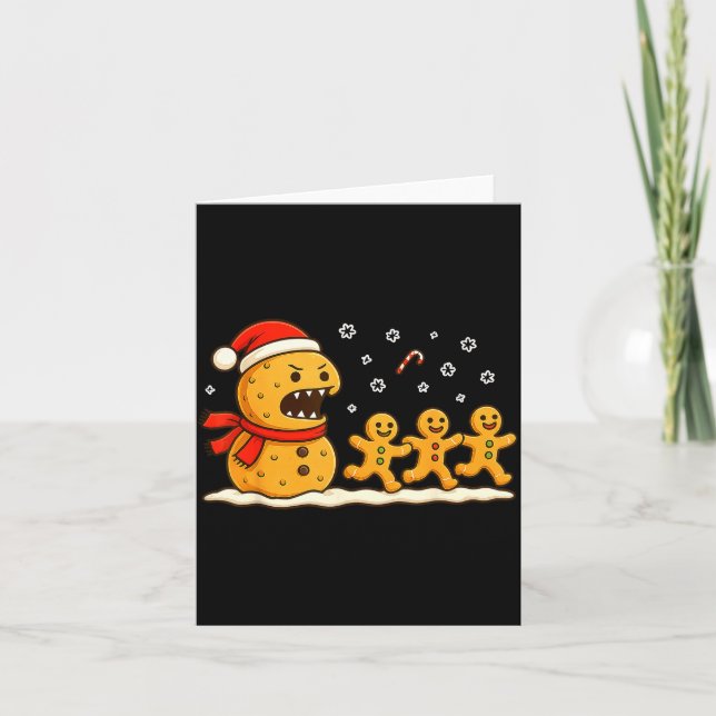 Lebkuchen-Monster-Verfolgungsjagd Lustiger Weihnac Karte (Vorderseite)