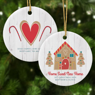 Lebkuchen-Neues Zuhause-Rustikales Holz-Weihnachte Keramik Ornament